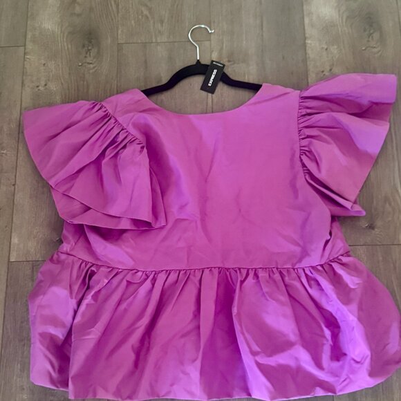 Express Light Pink Peplum Puff Sleeve Top – Size XL - Picture 2 of 4